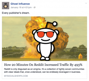 ghost influence how 20 minutes on reddit increased traffic by 493%